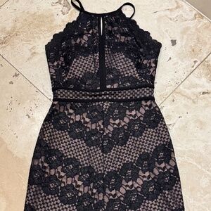 Morgan Co Dress Black Lace Sheer Formal Evening Prom HOCO Size 5 -EUC